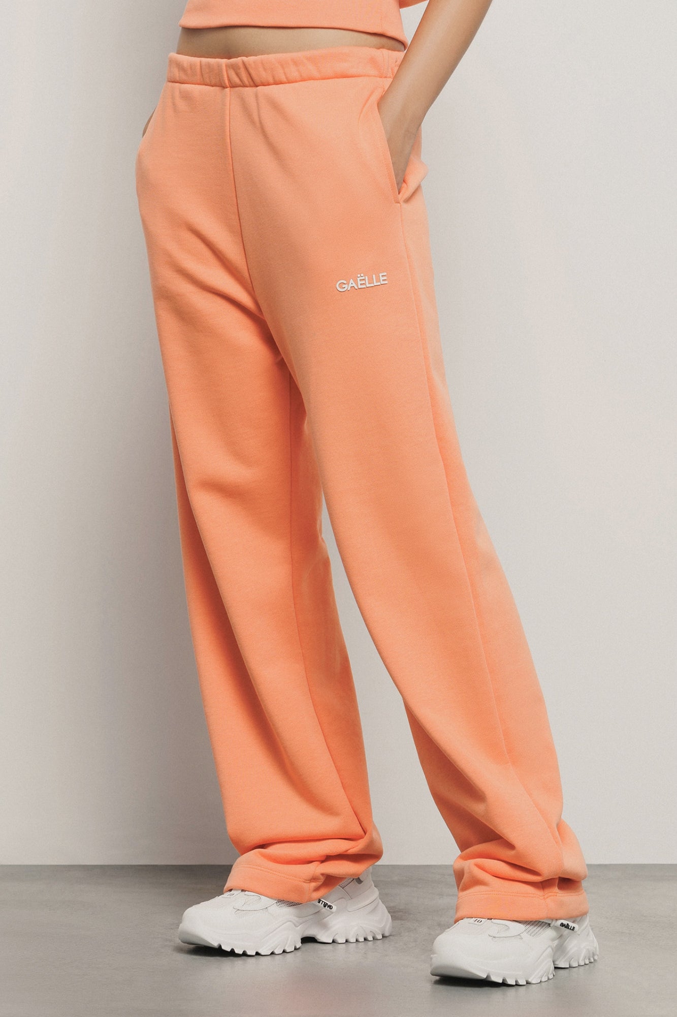 Pantalone palazzo in felpa con tasche alla francese e stampa Gaëlle Paris