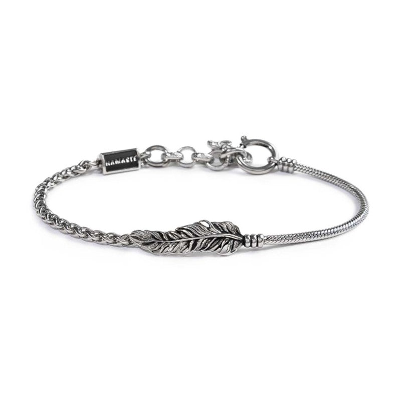 Bracciale con piuma con catena snake e sonaglio Marlu'