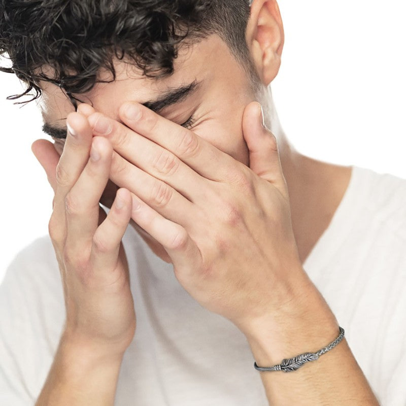 Bracciale con piuma con catena snake e sonaglio Marlu'