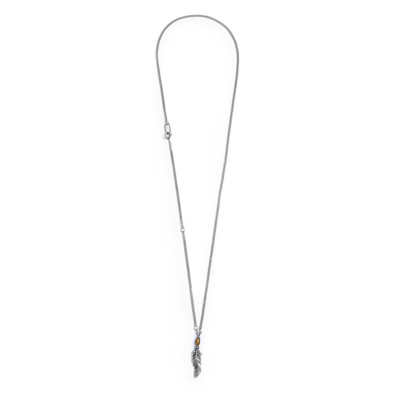 Collana piuma pendente con occhio di tigre ovale Marlù