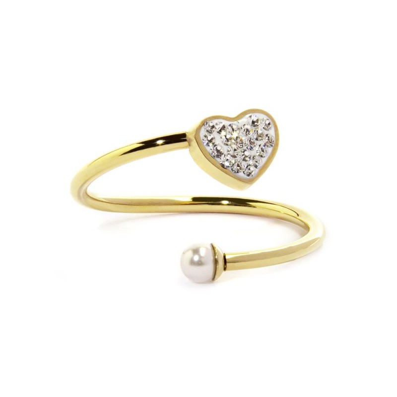 Anello cuore con cristalli e perle MARLU'