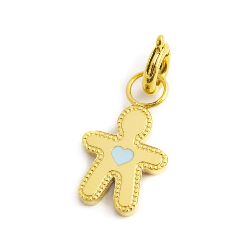 Charm bimbo cuore smalto azzurro MARLU'