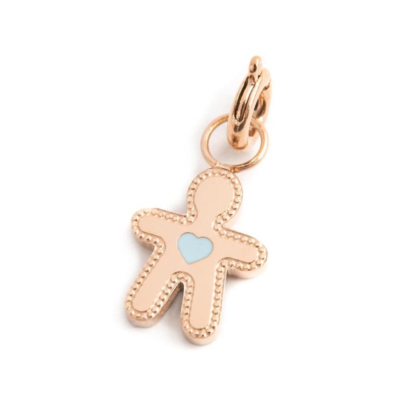 Charm bimbo cuore smalto azzurro MARLU'