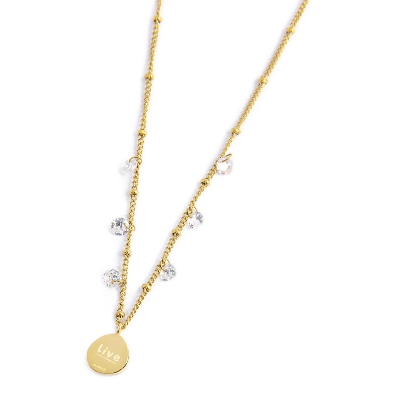 Collana medaglietta rosa dei venti pendente con zirconi Marlù