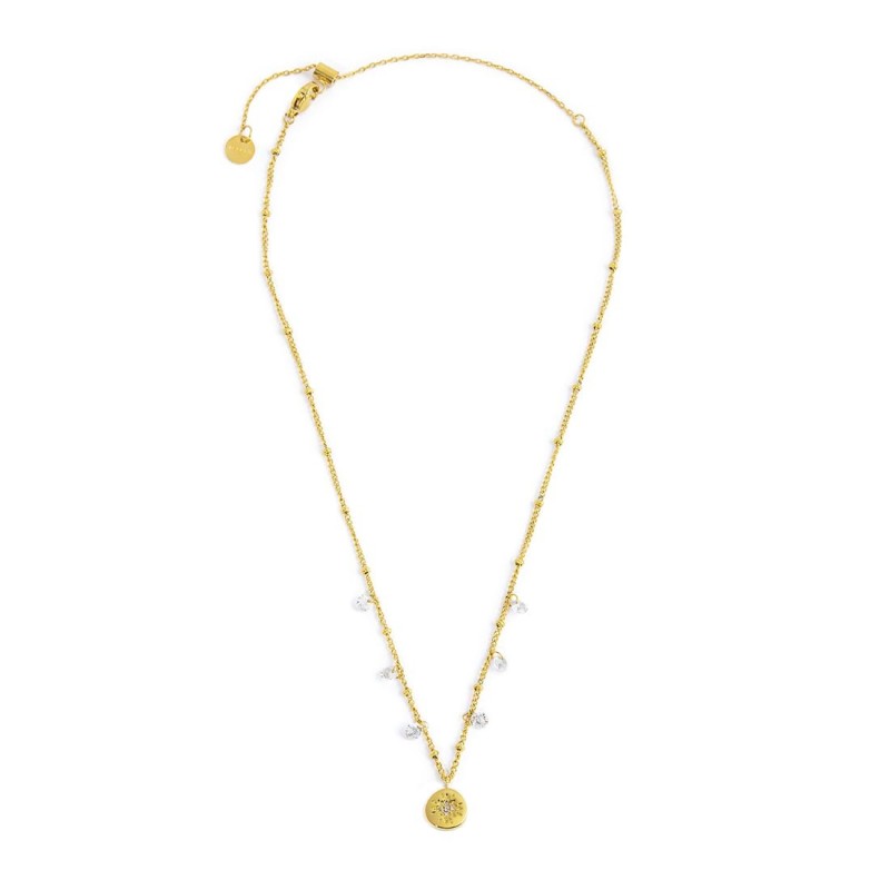 Collana medaglietta rosa dei venti pendente con zirconi Marlù