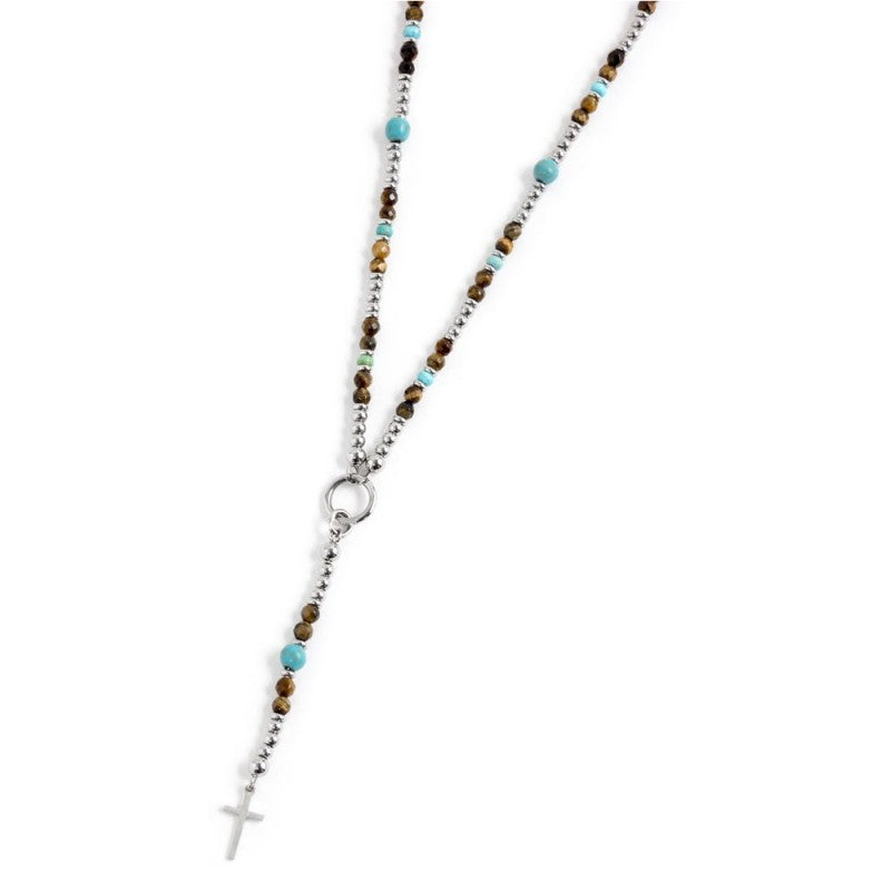 Collana occhio di tigre e turchese Marlù