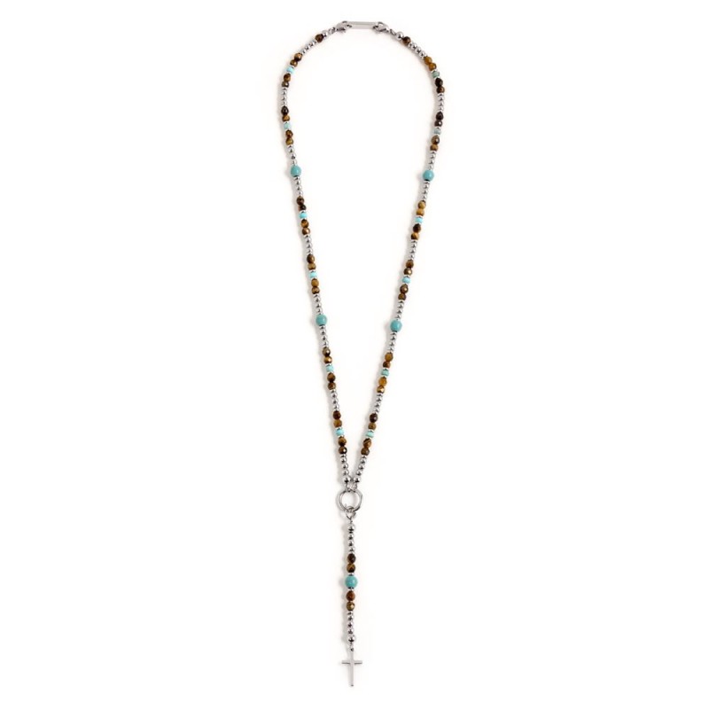 Collana occhio di tigre e turchese Marlù