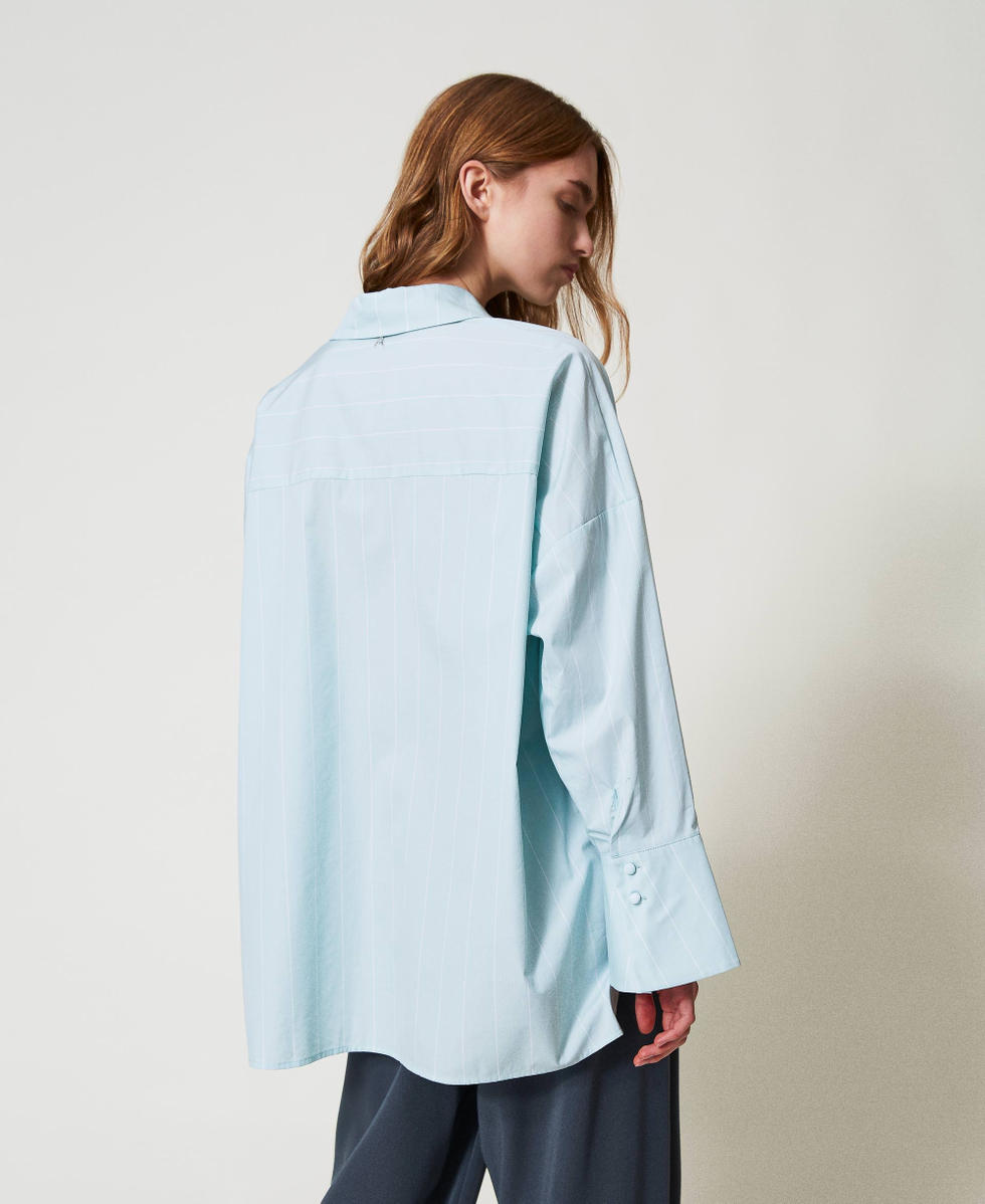 Camicia in popeline con ricamo di castoni TWINSET