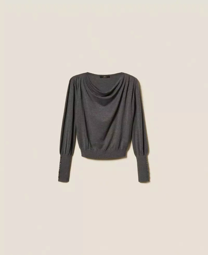 Maglia con drappeggio e ricami TWINSET