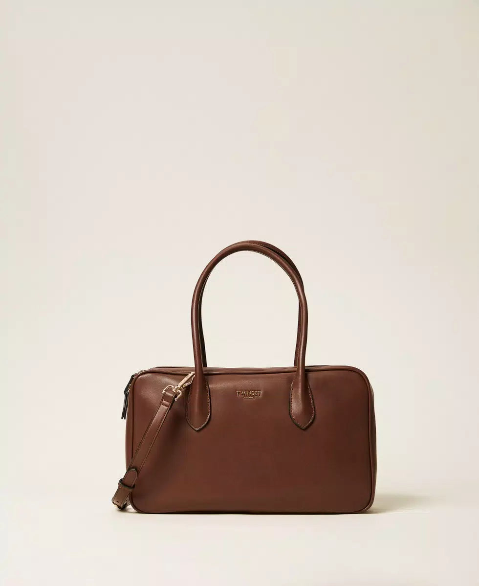 Borsa bauletto grande con logo TWINSET