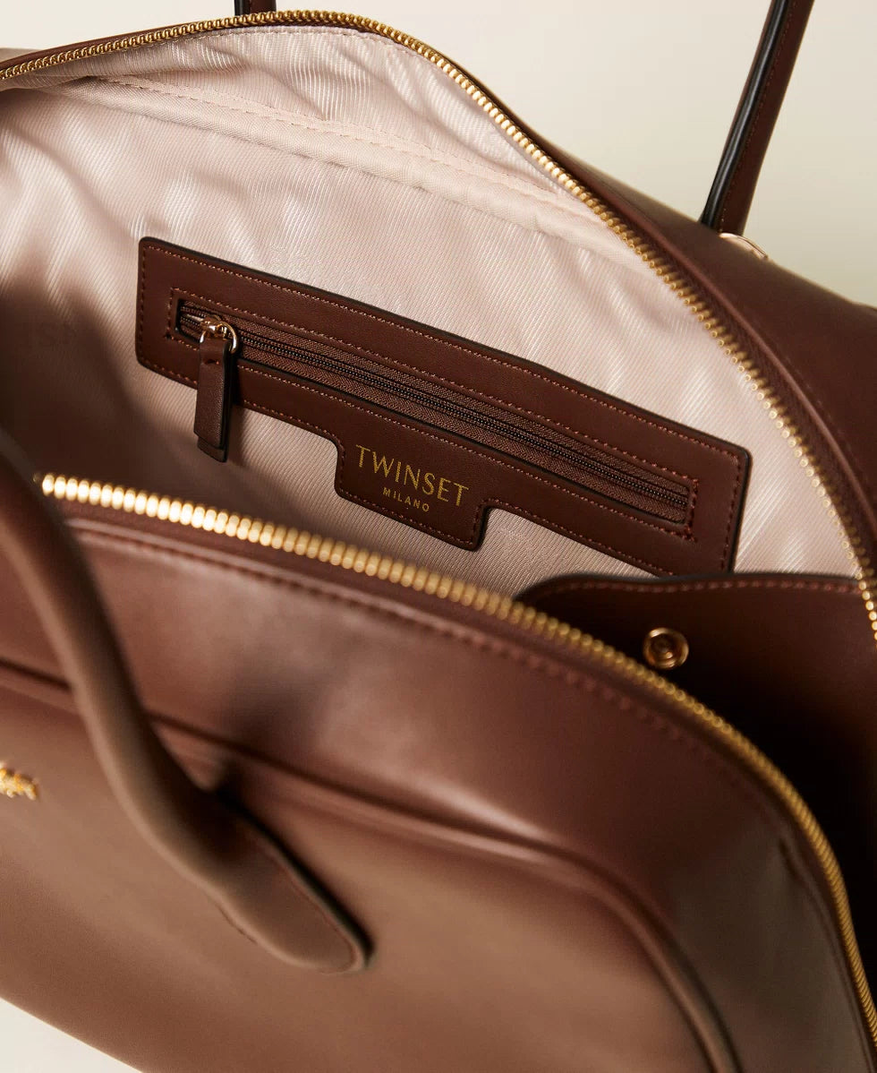 Borsa bauletto grande con logo TWINSET