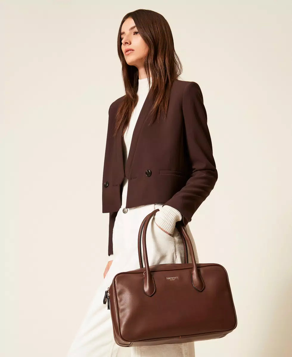 Borsa bauletto grande con logo TWINSET