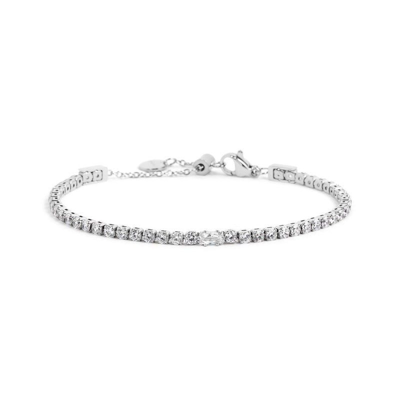 Bracciale tennis 2,5mm con zircone centrale Marlù