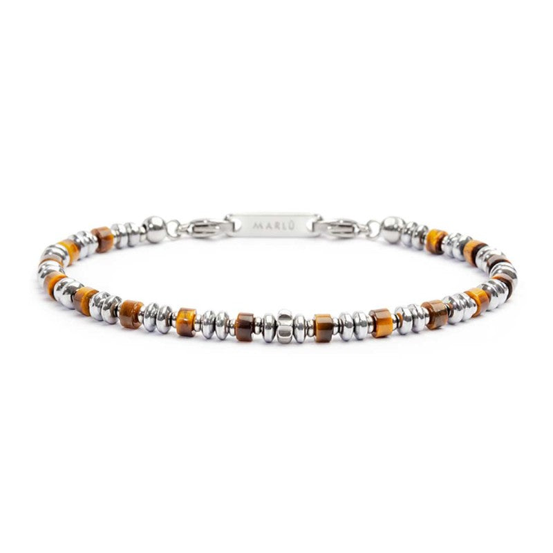 Bracciale con rondelle in pietra ed elementi in ematite Marlù