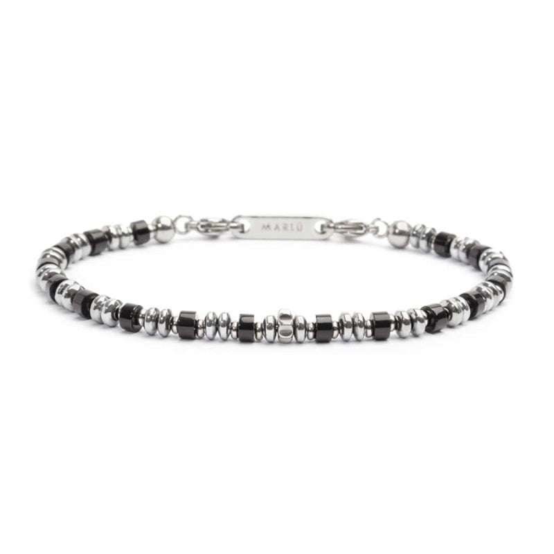 Bracciale con rondelle in pietra ed elementi in ematite Marlù
