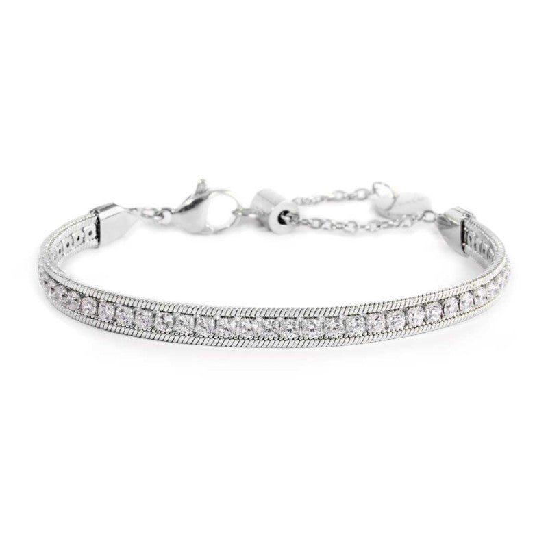 Bracciale tennis zirconi baguette catena snake squadrata Marlù