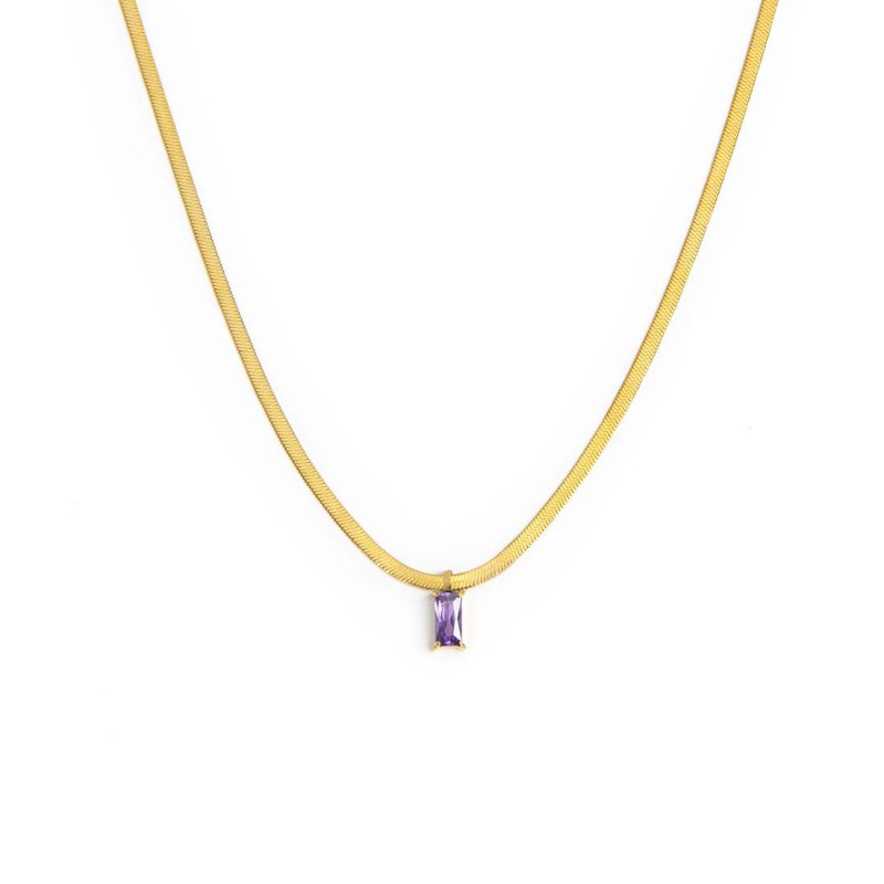 Collana catena snake con zircone baguette Marlù