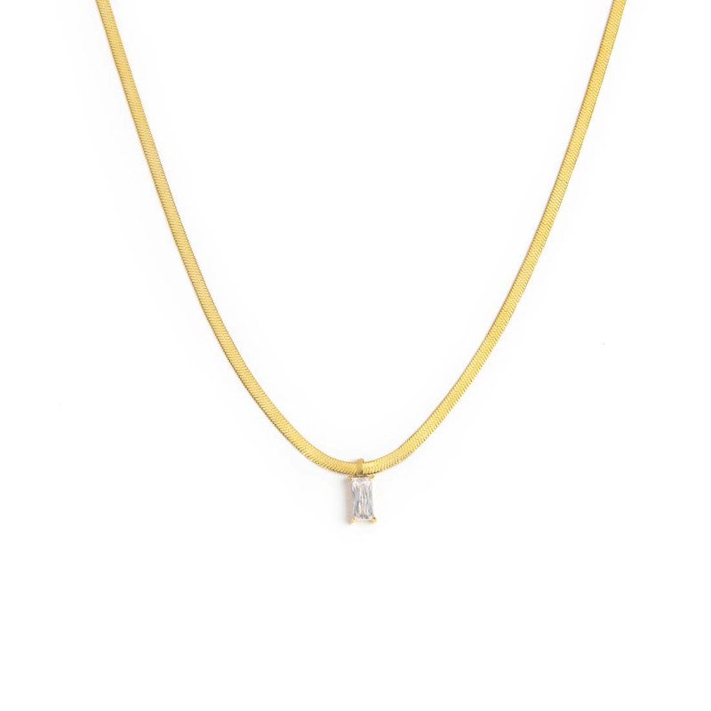 Collana catena snake con zircone baguette Marlù