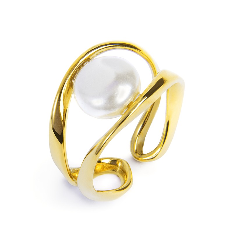 Anello a doppia fascia con perla MARLU'