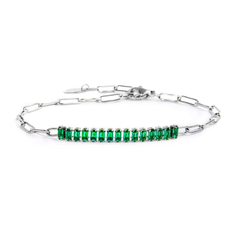Bracciale catena con tennis cristalli baguette centrali MARLU'