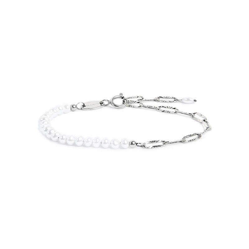 Bracciale catena figaro e perle irregolari Marlù