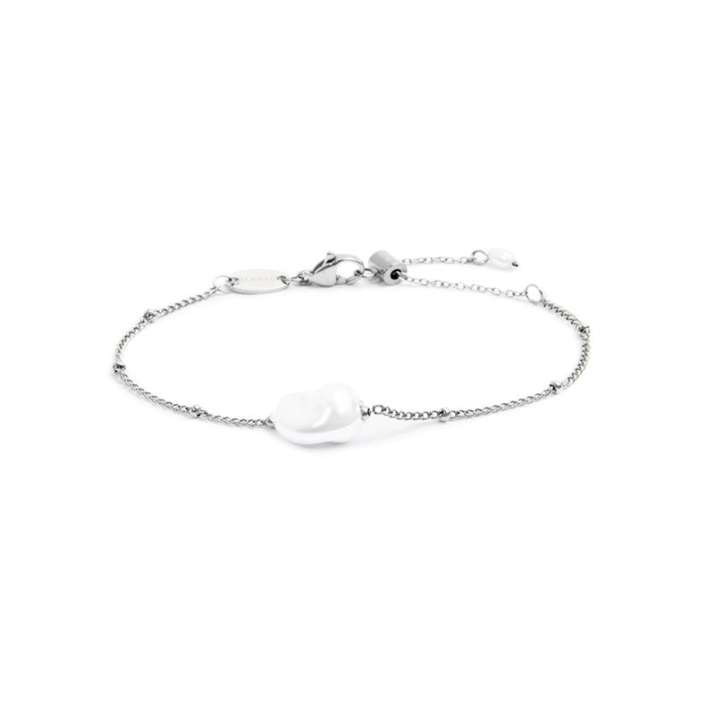 Bracciale catena grumetta con perla ovale centrale Marlù