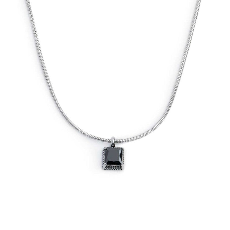 Collana con zircone nero quadrato Marlù