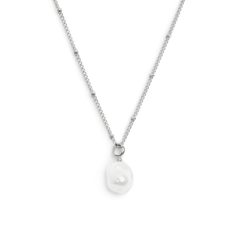 Collana catena grumetta con sfere e perla irregolare pendente Marlù