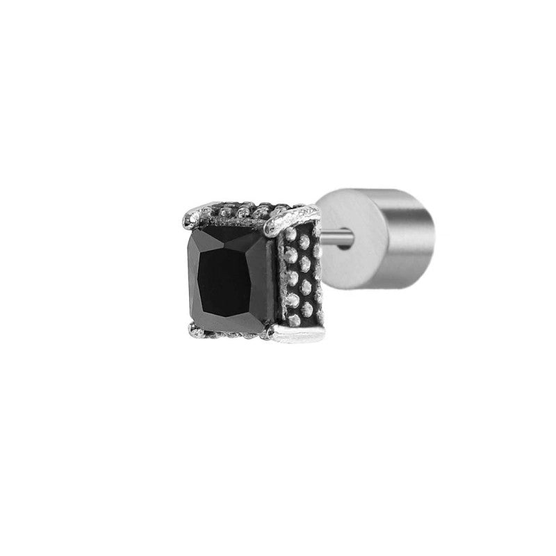 Orecchino a lobo con zircone nero quadrato 0,34mm Marlù