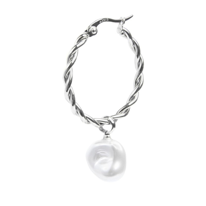 Orecchino a cerchio 2,7cm con perla pendente Marlù