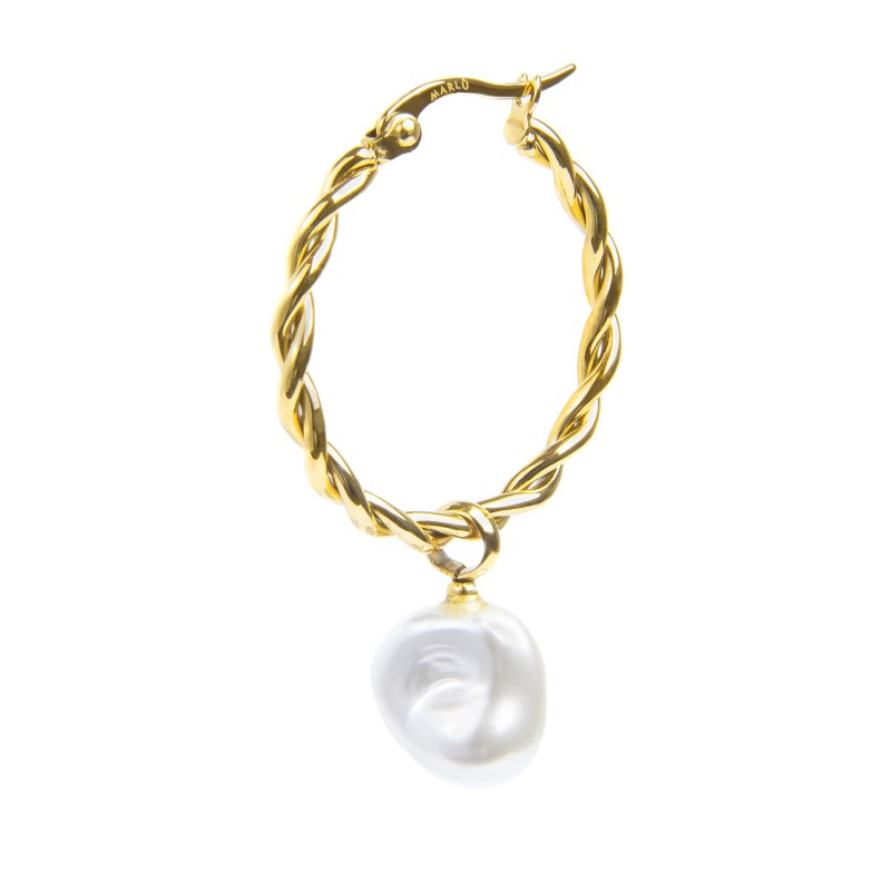 Orecchino a cerchio 2,7cm con perla pendente Marlù
