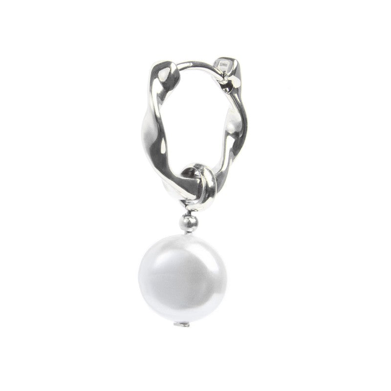 Orecchino a cerchio 1,4cm con perla pendente Marlù