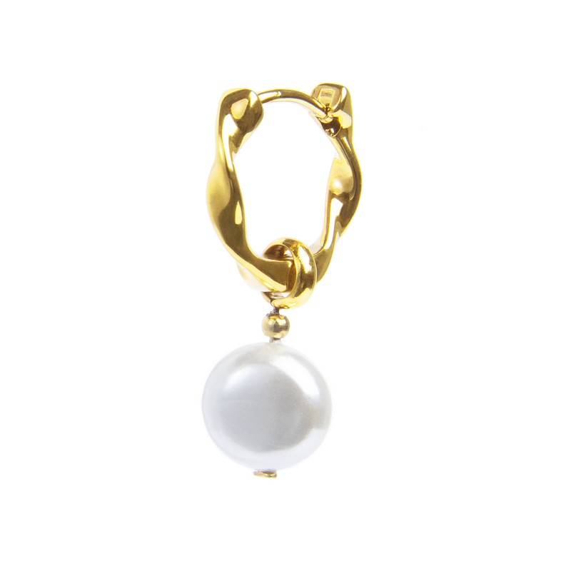 Orecchino a cerchio 1,4cm con perla pendente Marlù