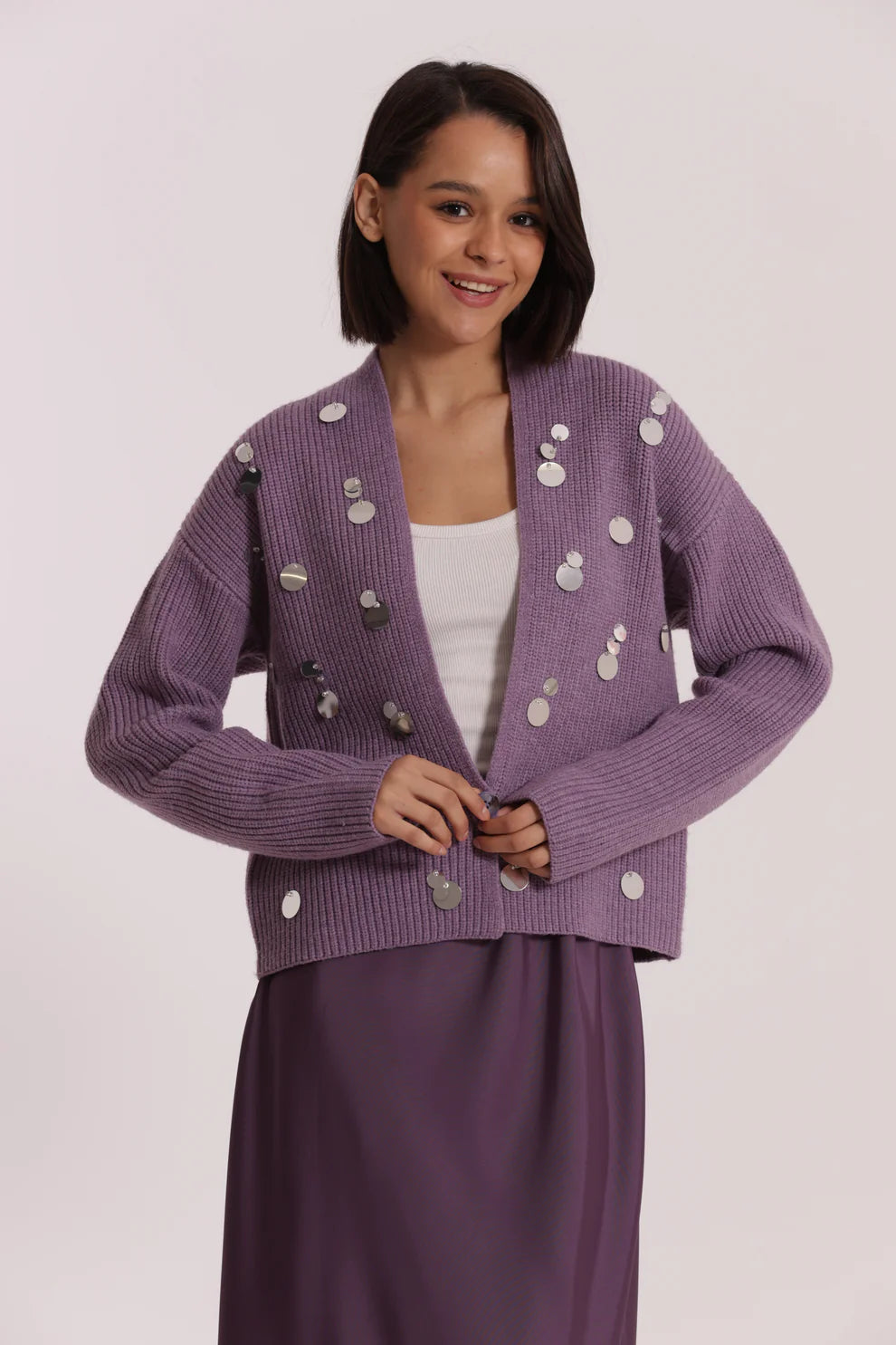 MAGLIA CARDIGAN CON STRASS MIMI-MUA