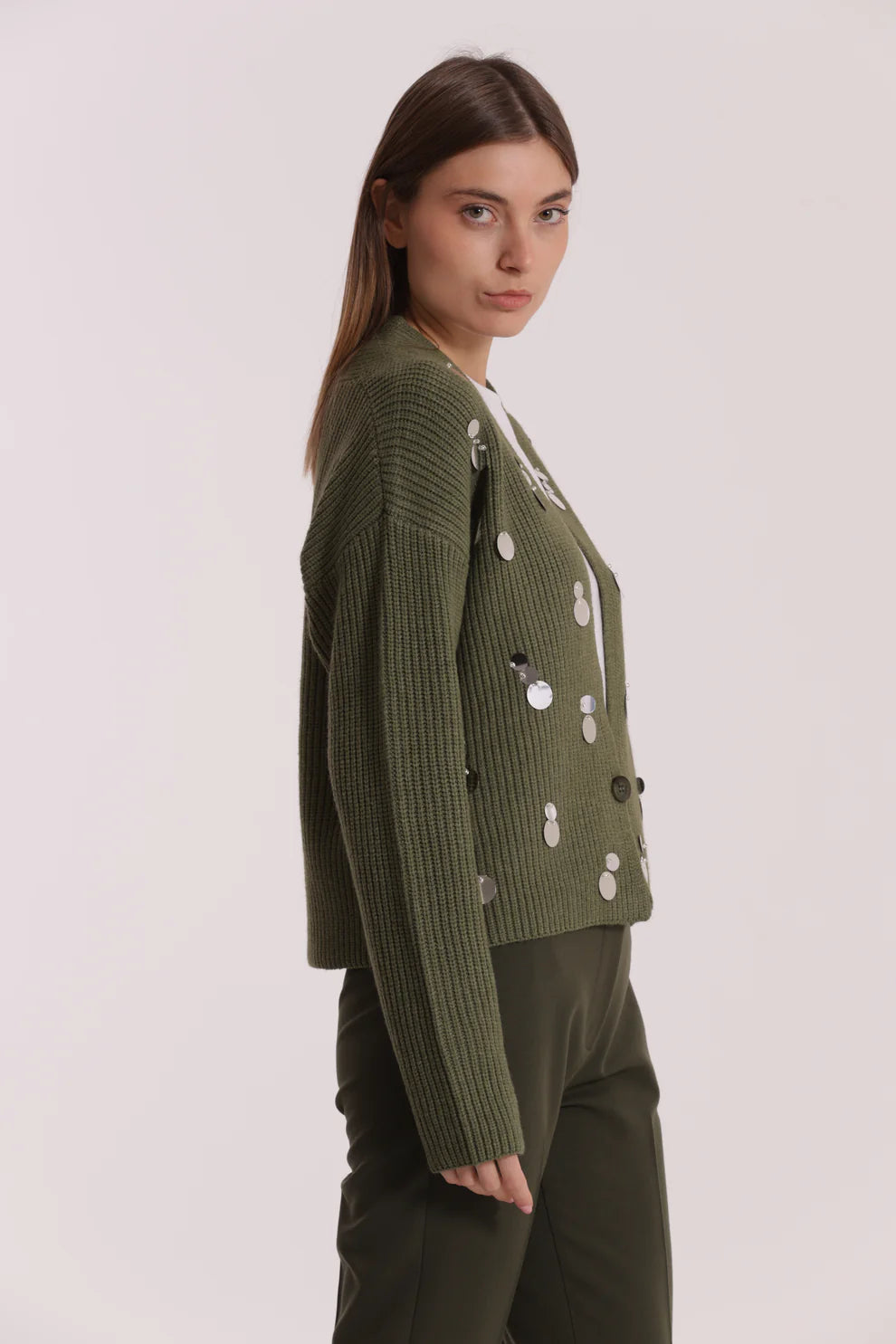 MAGLIA CARDIGAN CON STRASS MIMI-MUA