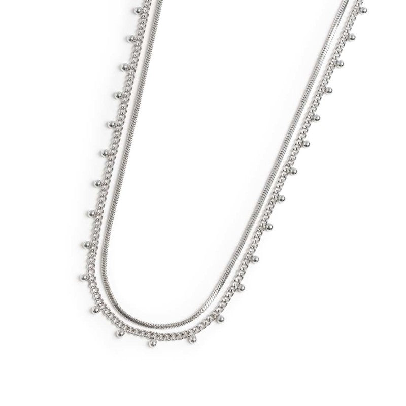 Collana doppia catena snake e grumetta con sfere MARLU'