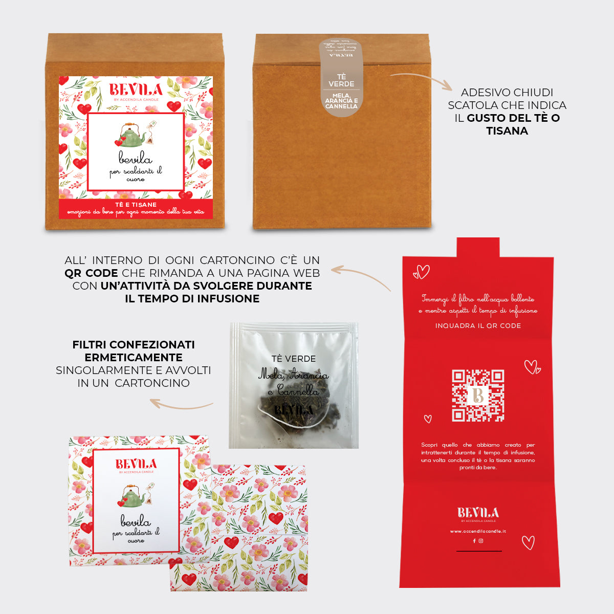 BEVILA CUORE Tè VERDE MELA, ARANCIA E CANNELLA