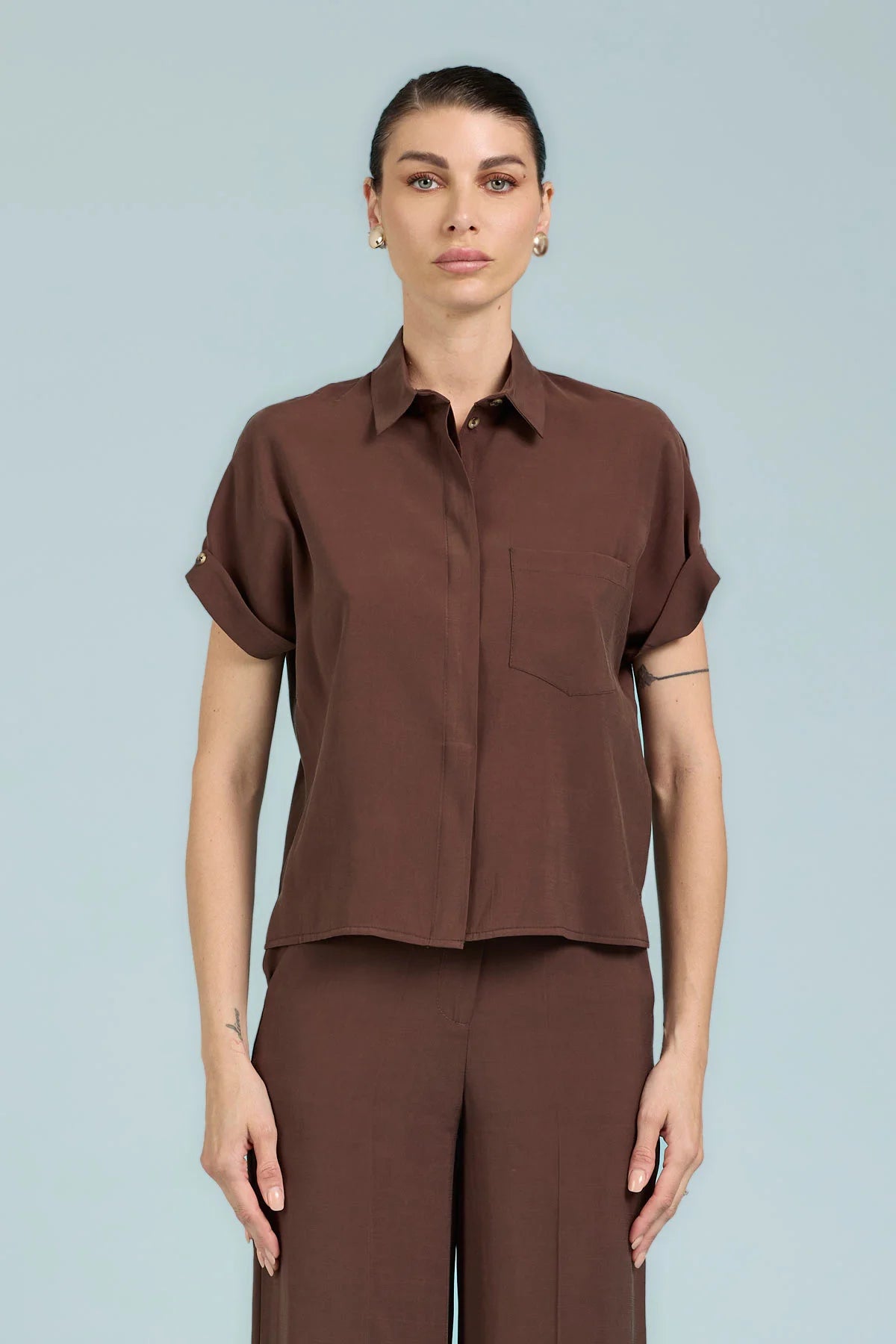 CAMICIA CON BOTTONI MANICHE IN CUPRO TAKE TWO