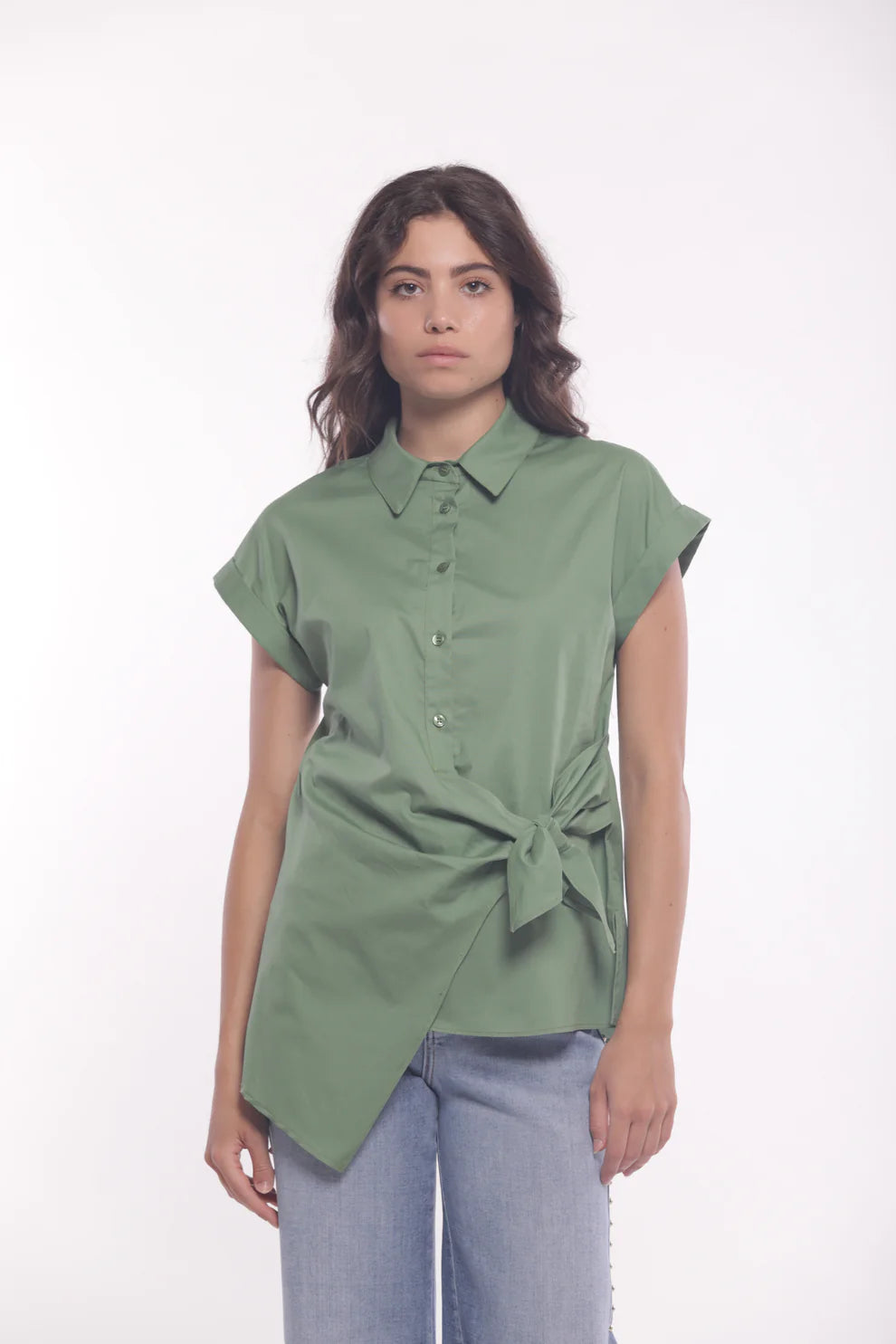 CAMICIA IN COTONE CON NODO LATERALE MIMI-MUA