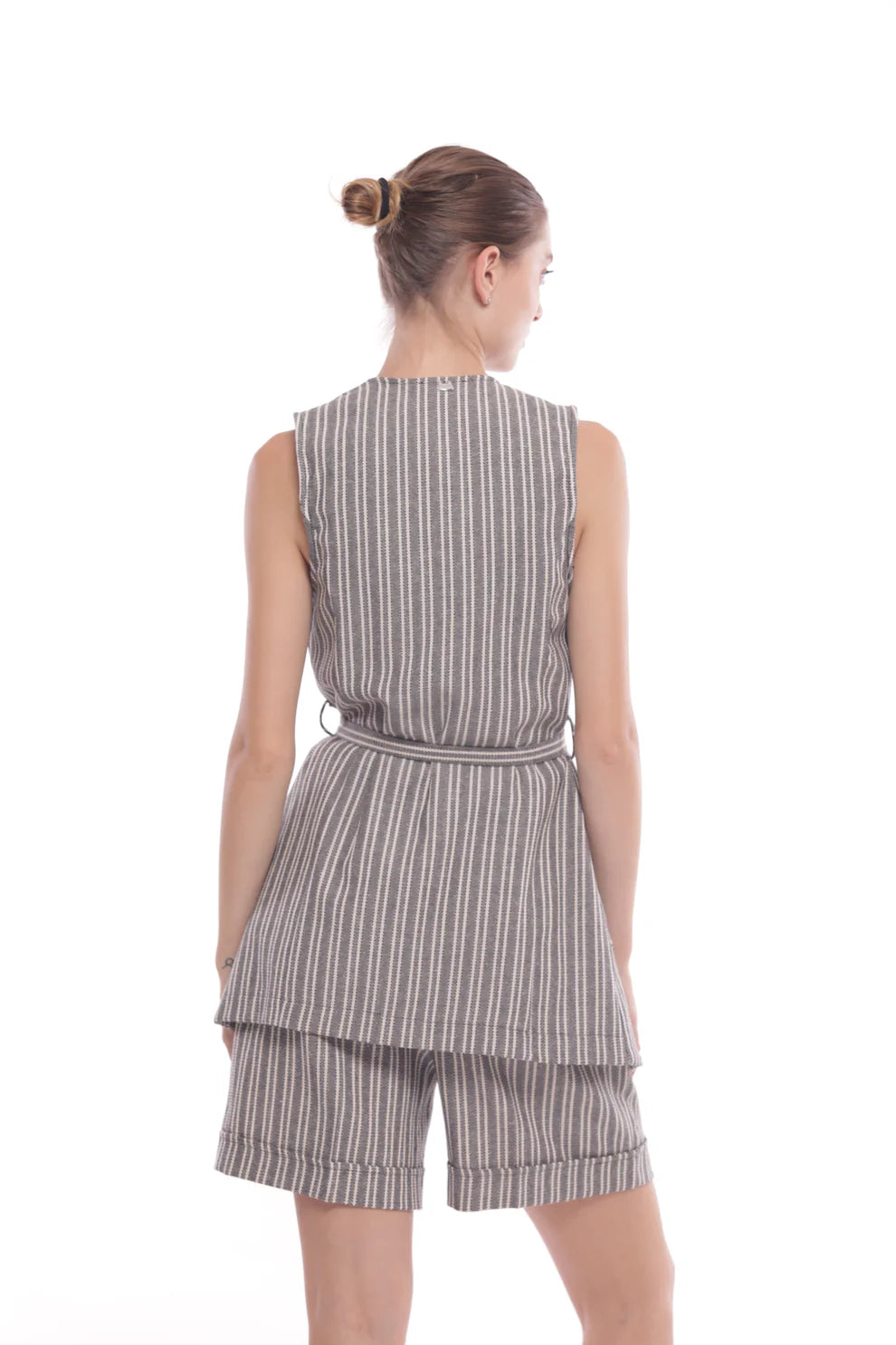 GILET LUNGO CON MOTIVO A RIGHE JACQUARD MIMI-MUA