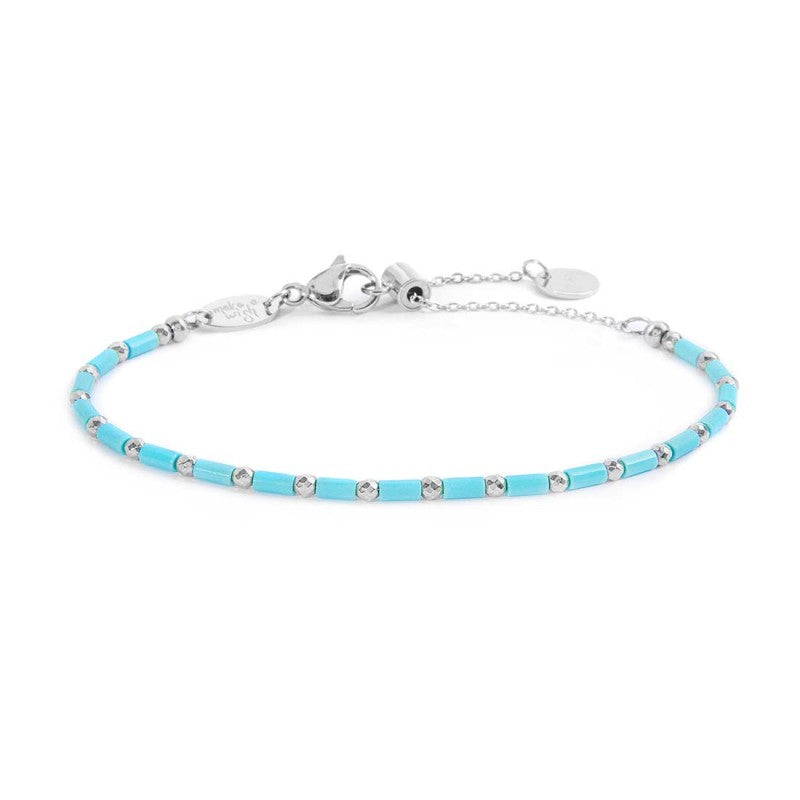 Bracciale con perline a tubo turchesi ed ematite MARLU'