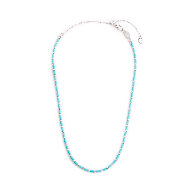 Collana con perline a tubo turchesi ed ematite MARLU'