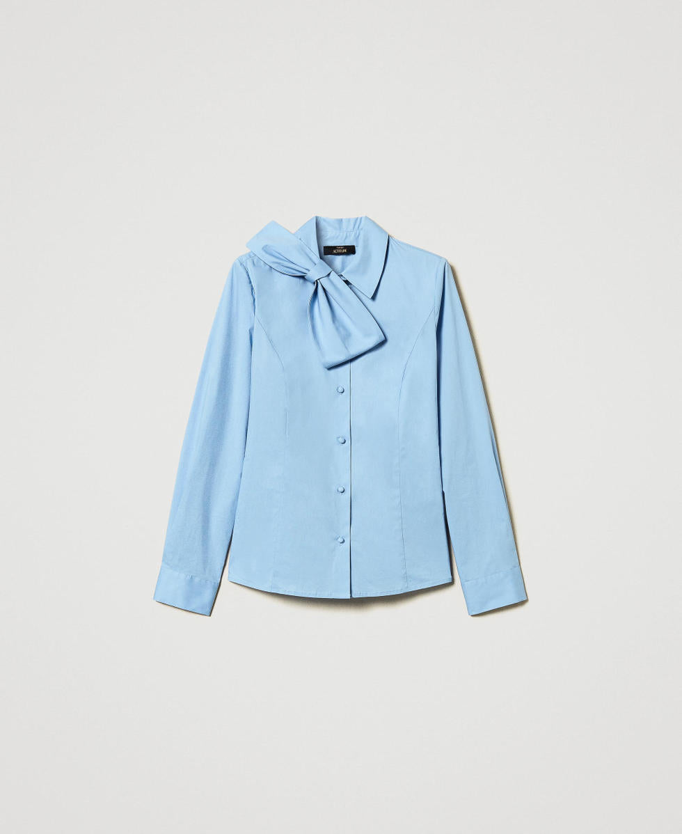 Camicia in popeline con fiocco TWINSET