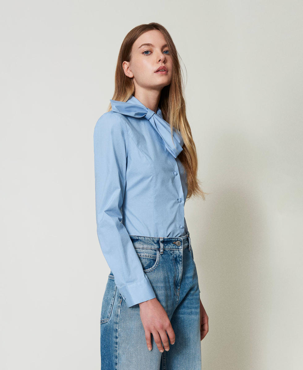 Camicia in popeline con fiocco TWINSET