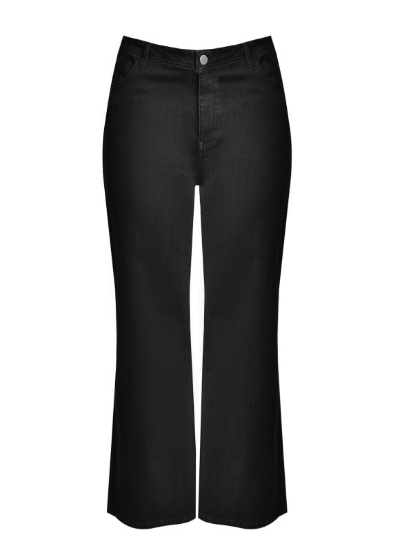 Wide-leg jeans in black denim Mat