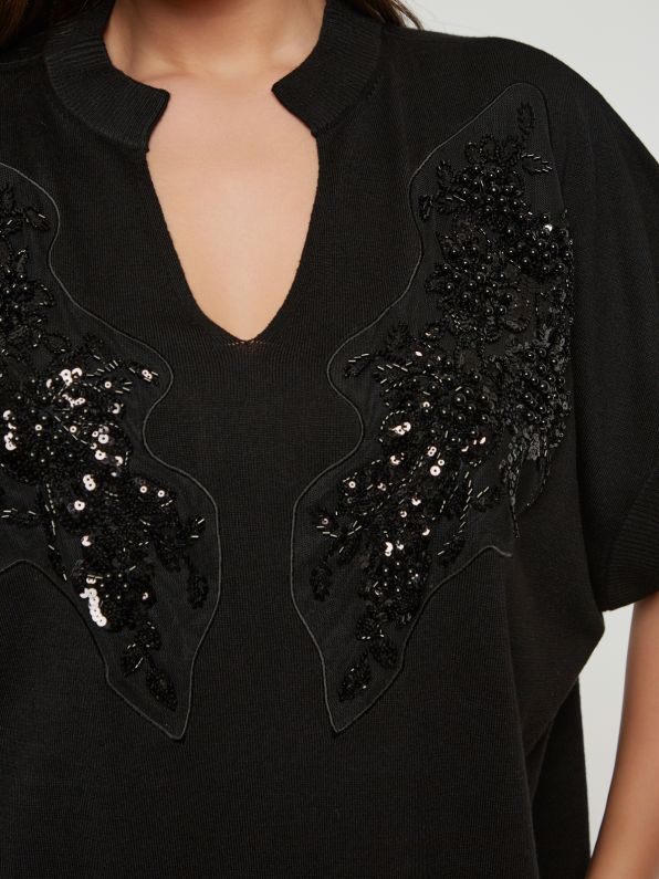 Tunica in maglia decorata con dettagli in paillettes Mat
