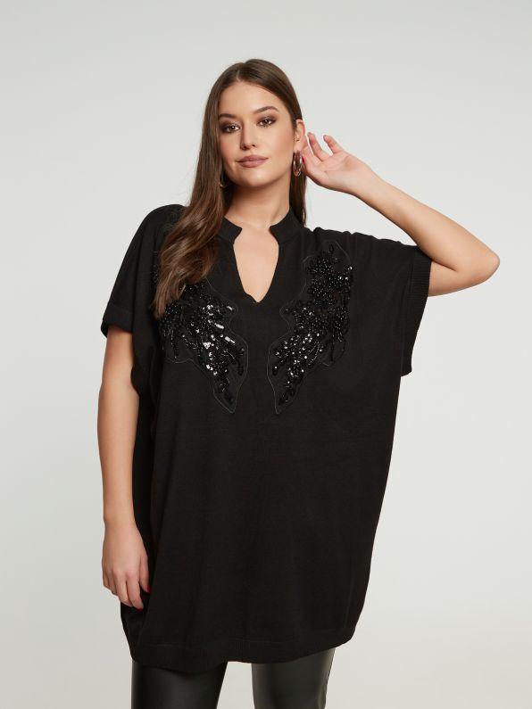 Tunica in maglia decorata con dettagli in paillettes Mat