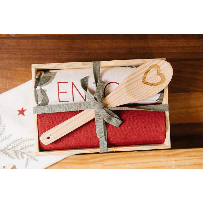 SET CUCCHIAIO IN LEGNO E STROFINACCI IN SCATOLA
