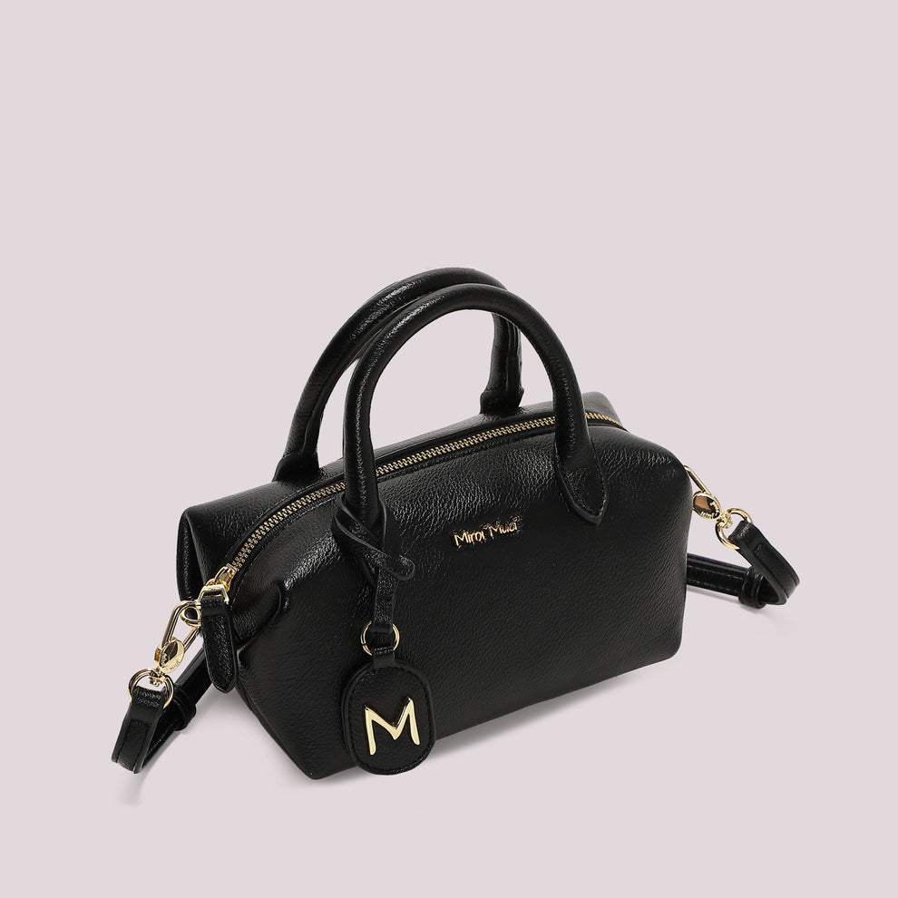 BORSA A BAULETTO PICCOLA CON TARGHETTA LOGATA MIMI-MUA