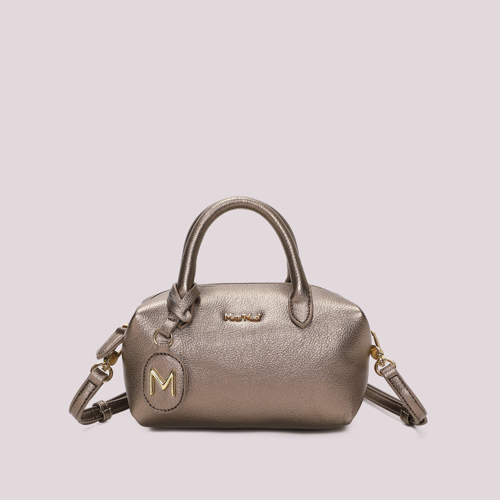 BORSA A BAULETTO PICCOLA CON TARGHETTA LOGATA MIMI-MUA